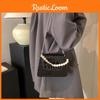 Fashion Pearl Simulated Decoration Crocodile Pattern Women Casual Square Bag