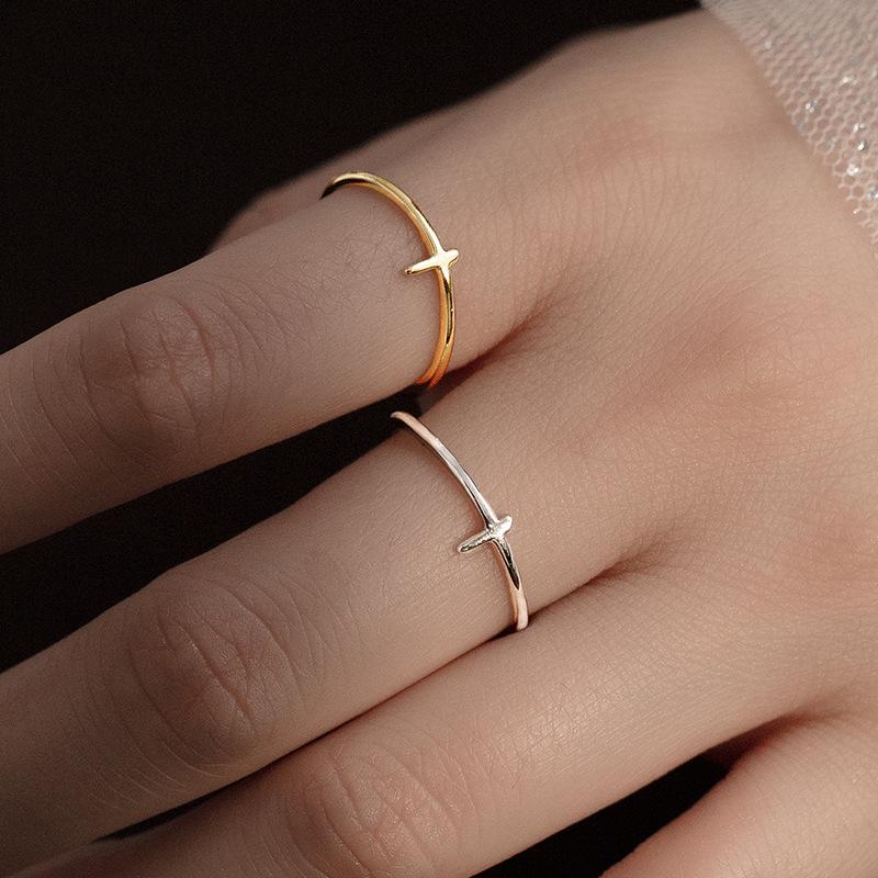 Banyan Tree S925 Silver Adjustable Japanese Cross Ring for Women