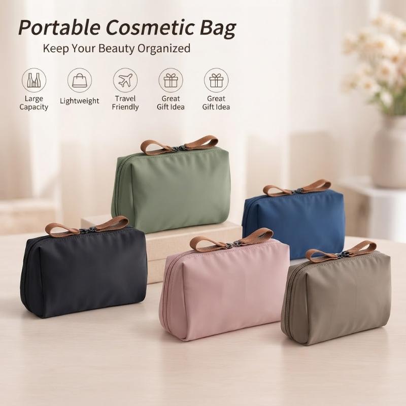 Partitioned Makeup Bag Large Capacity Multicolor Lightweight Travel Cosmetic Storage Pouch for Students Teen Girls