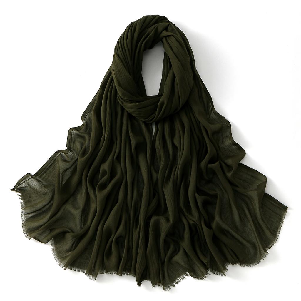 Muslim Cotton Rayon Hijab Solid Color Plain Scarf Women Soft Cotton Viscose Thin Voile Shawl Remove Edge Headscarf Turban