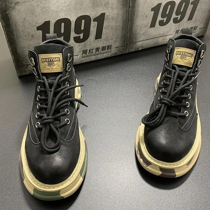 Резиновые мужские ботинки на шнуровке Мужская обувь на платформе Оригинальные предложения Дешевые Модные предложения Y2k Размер 44 Новые модные 2025 Удобные 45