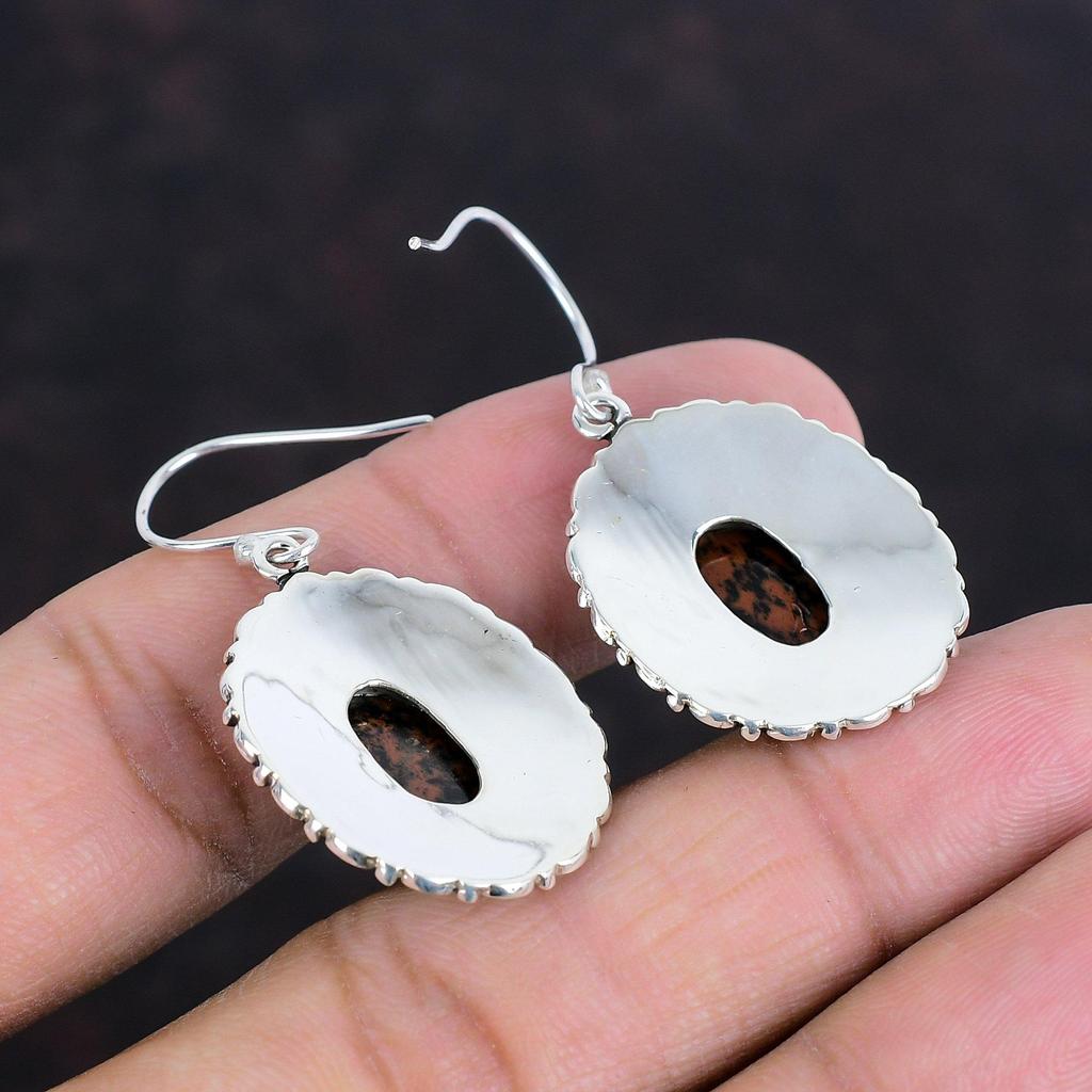 Серьги из красного дерева и обсидиана, винтажные серьги, драгоценные камни, серьги из стерлингового серебра 925 пробы, серьги ручной работы, подарки для мамы, серьги новейшего дизайна