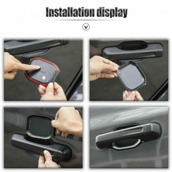 For Jeep Gladiator JT Carbon Fiber Car Door Handle Bowl Cover Trim 4P