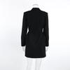 Womens Elegant V-Neck Long Sleeve Blazer Dress Slim Fit High Waist Solid Color Office Workwear