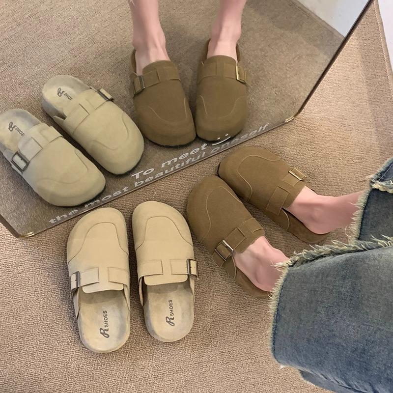 New Spring Baotou One Foot Half Slippers Women Summer Wear Versatile Thick Bottom Lazy