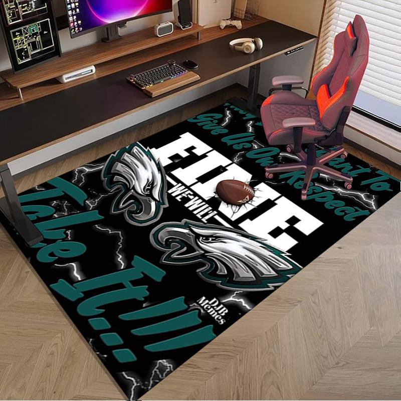 Коврик для пола Philadelphia Eagles Ночная игра для офиса, Коврик под стул, Декоративный ковер Коврик для гостиной, Большой размер Подарки для фанатов Рождественские подарки