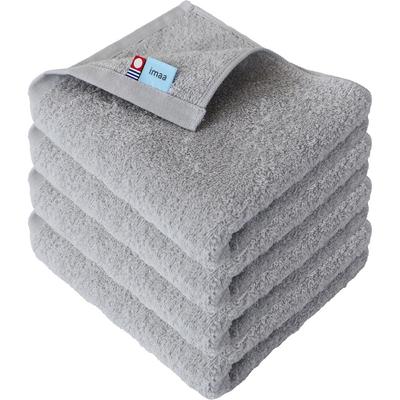Imaa Imabari Towel Сертифицированный набор полотенец для лица Quick Made in Vacuum Compressed Pack 4, пушистые, тонкие, впитывающие, сухие, Япония, 100% хлопок, (4 Серый)