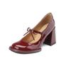 Бордовые туфли на высоком каблуке женские летние туфли Мэри Джейн 2024 года с бантом французские свадебные туфли