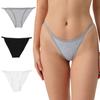Women's Solid Thong Low-rise Panties Cotton Briefs Comfortable Sexy Panties