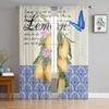 Moroccan Pattern Retro Butterfly Lemon Tulle Curtain Voile Transparent for Bedroom Living Room Kitchen Sheer Window Curtains