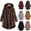 Fashion Women's Button Plush Top Irregular Solid Color Jacket