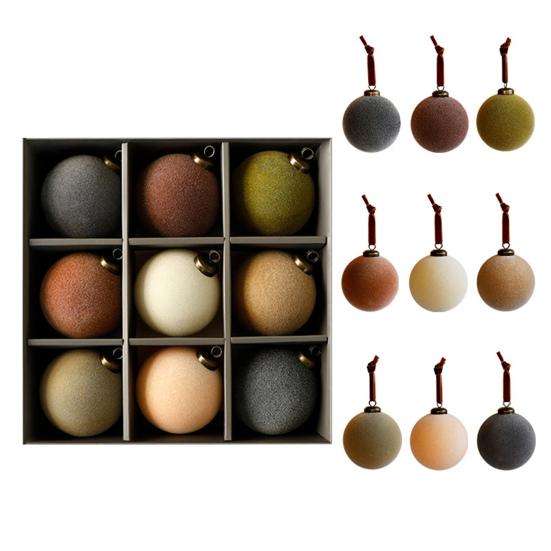 9 шт. бархатных рождественских шаров 3,15 дюйма флокированные шары елочные украшения небьющиеся пластиковые шары подвесное украшение для елки для праздничного декора