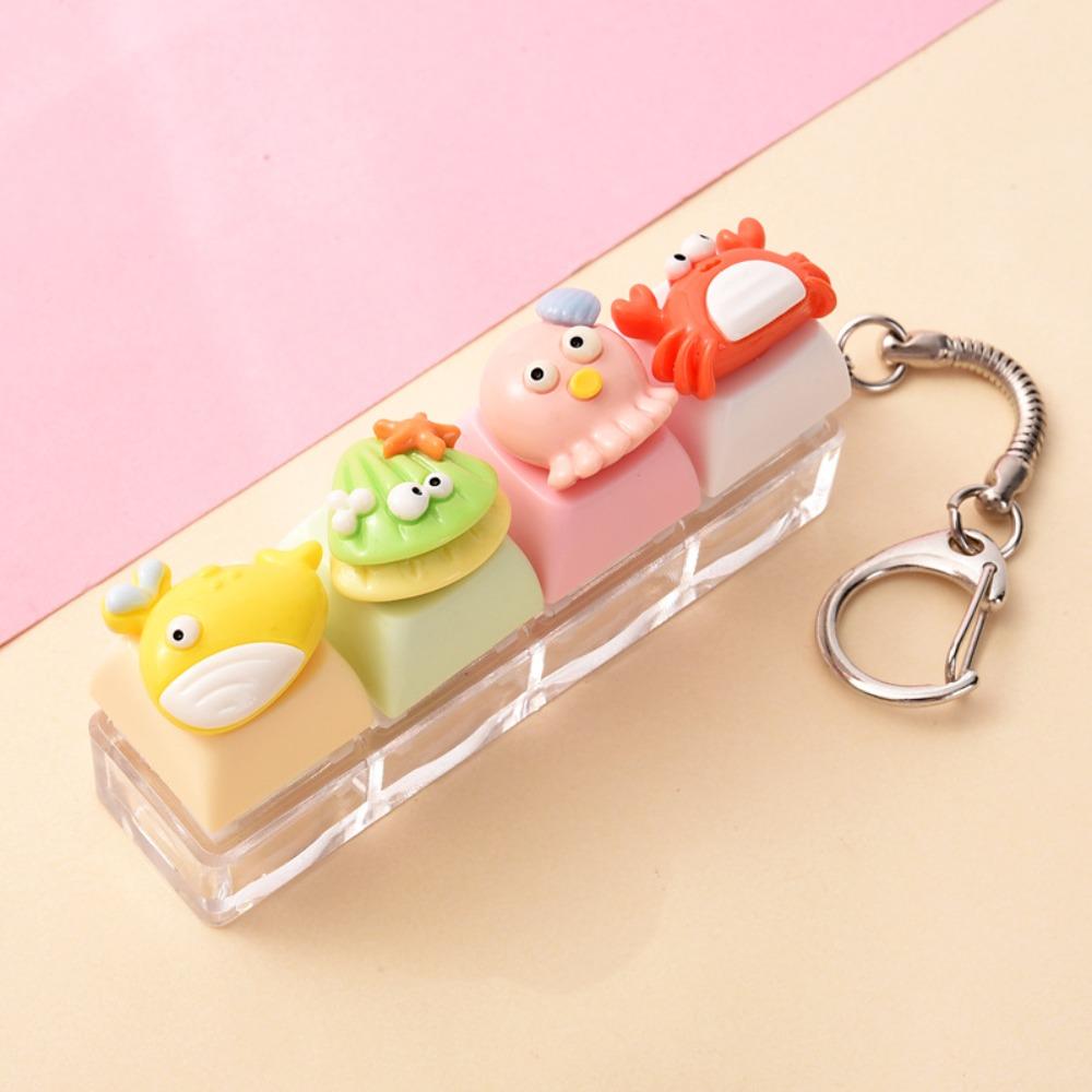 Squeezable Ocean Miniature Fidget Keycap Cartoon Mini Animals Model Pendant Backpack Decoration
