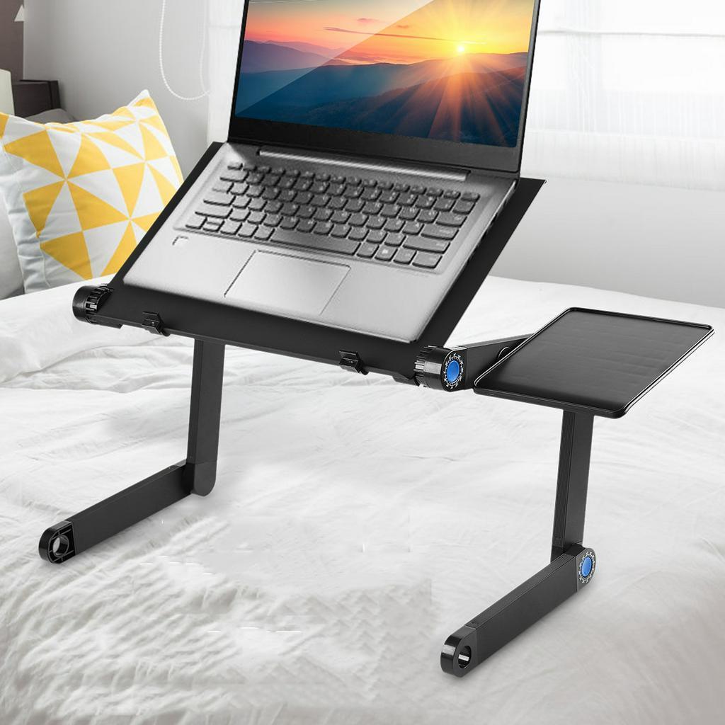 Портативная складная подставка для ноутбука, регулируемая настольная компьютерная прикроватная тумбочка для дивана-кровати, черная мебель 53x26x4 см