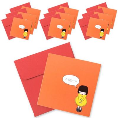 Проекционный дизайн мини поздравительная открытка 10п + конверт 10п, оранжевая девочка, 1 комплект