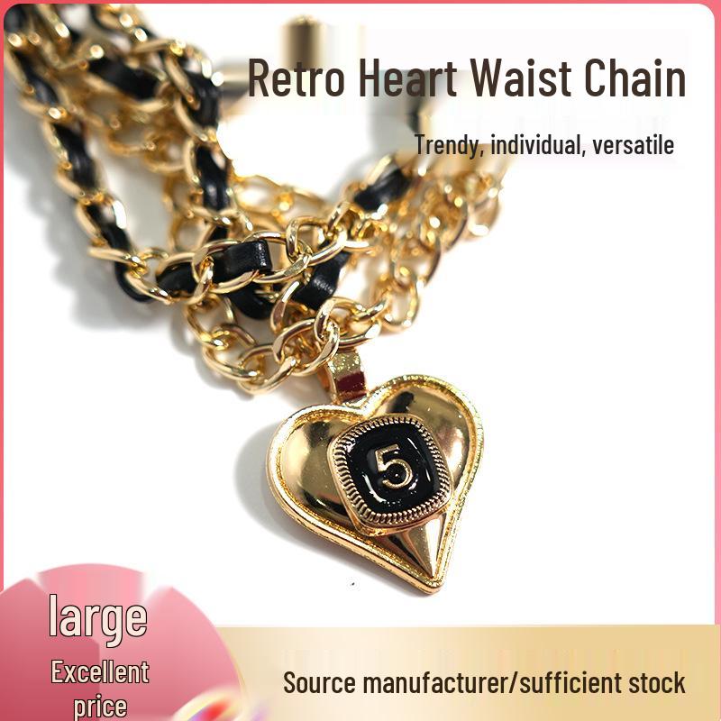 Retro Heart Waist Chain: Women's Fragrance-Style Metal Belt Accessory