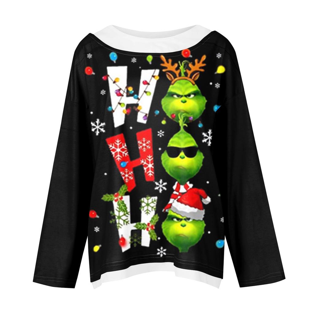 Женская повседневная модная винтажная толстовка с длинным рукавом и круглым вырезом с принтом, многослойный пуловер, топ