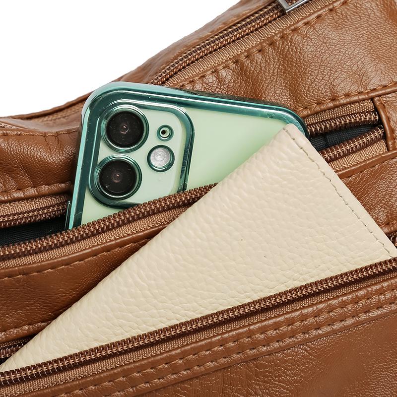 Женская сумка с несколькими карманами, большая вместительная маленькая квадратная сумка из искусственной кожи, сумка через плечо для матери среднего возраста, сумка через плечо