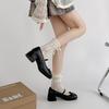 Coarse heel high heel Mary Jane shoes French pleated round head 2025 new summer bow gentle single shoes women's skirt