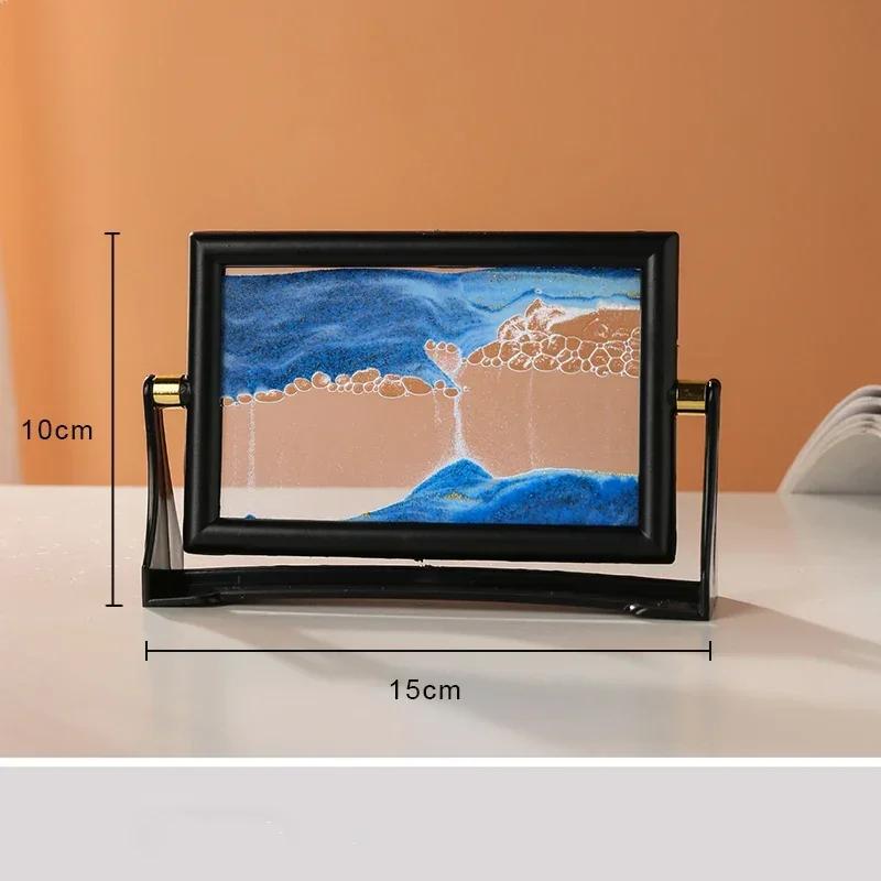 Creative Moving Sand Art Painting Square Glass 3D Deep Sea Sandscape Quicksand Hourglass Rotatable Flowing Sand Home Decor Gifts
