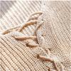 New Khaki Knit Bikini Cover Up Sexy V Neck Knit Hollow Weave Lace-Up Vest Slim Dress Summer Women's Swimwear Cover Up Q1036