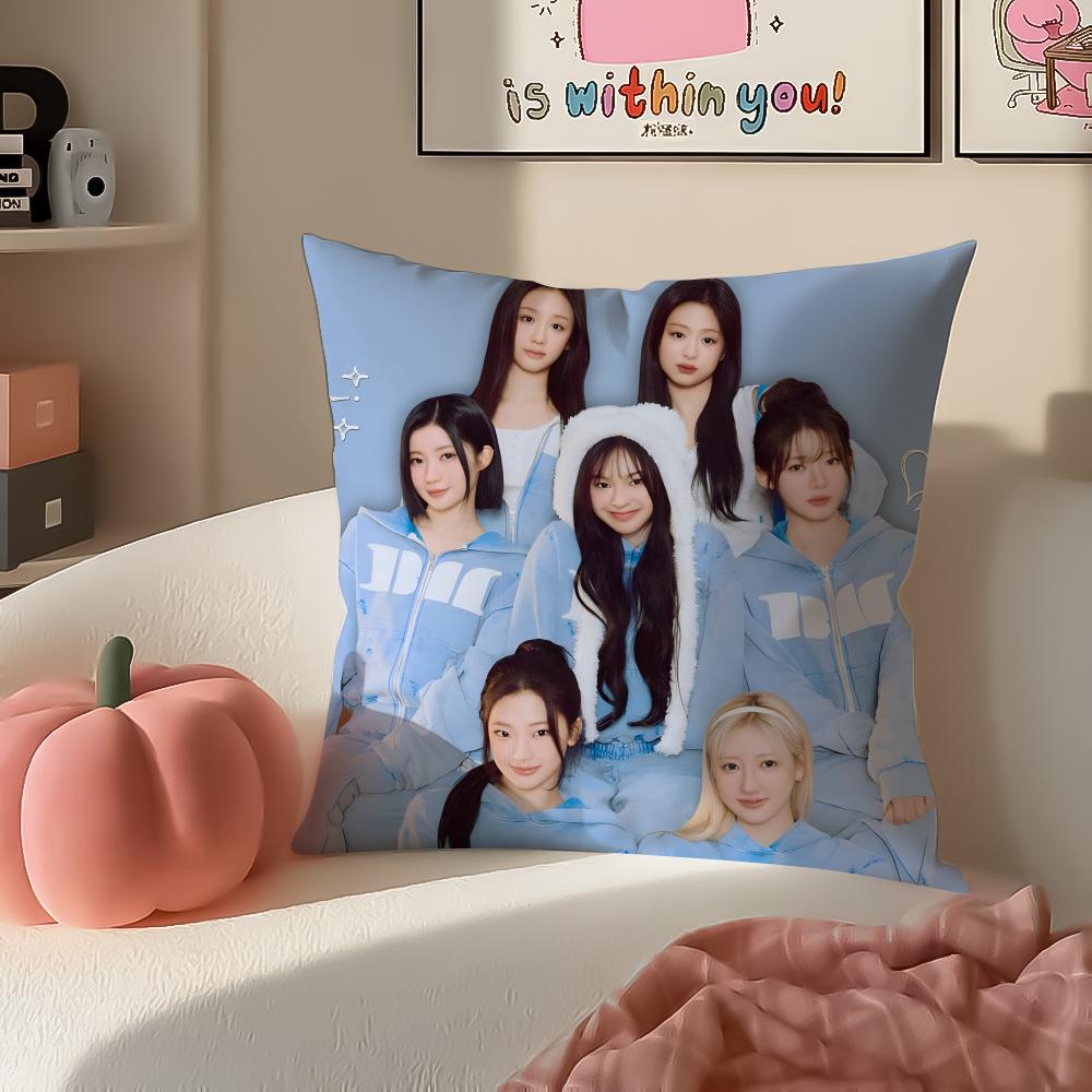 Stylish Kpop Girl Group BBabymonster Cushion Cover Pillowcase Short Plush Invisible zipper Room Sofa Cushion Cover