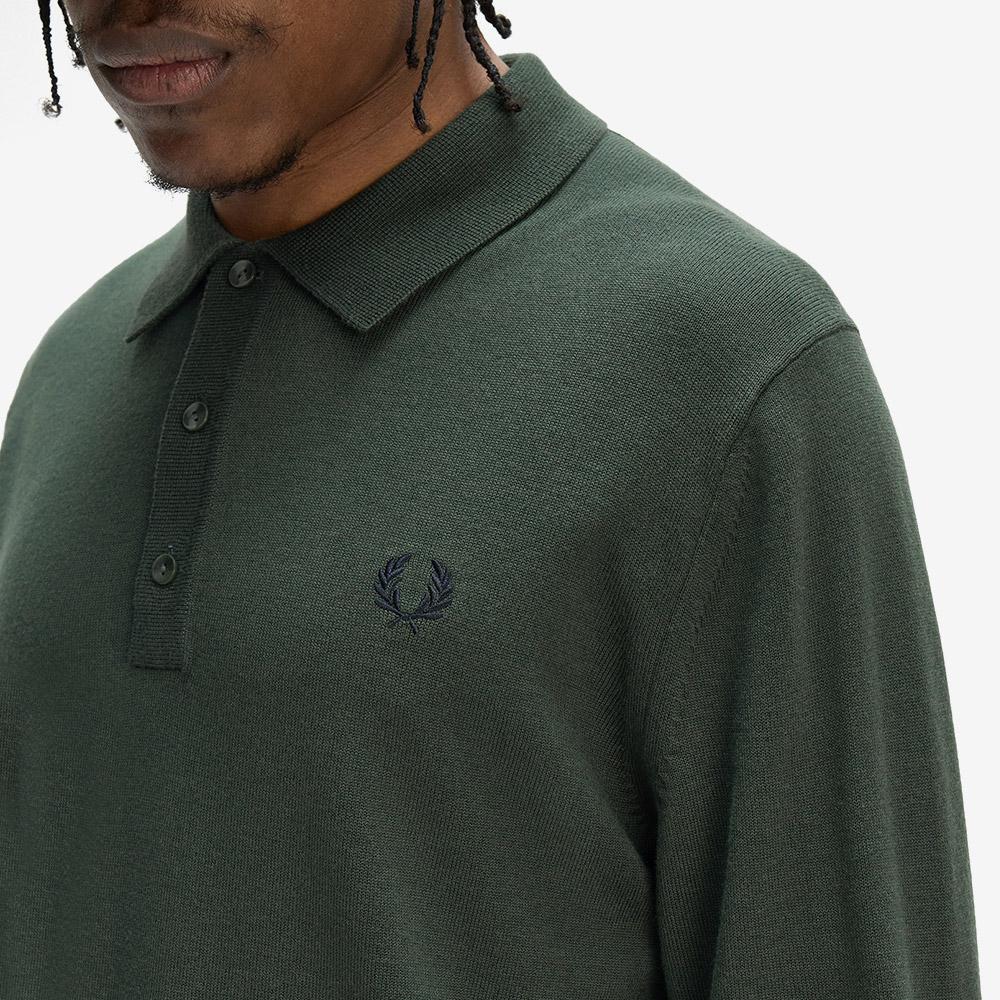 FRED PERRY [Sharp] Long Sleeve Classic Knit Shirt - Coat Green Afpm2534535-X89