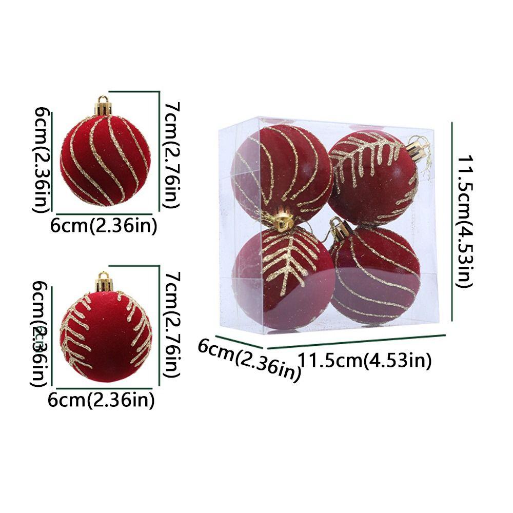 6cm Christmas Balls Set Flocking Shatterproof Xmas Tree Pendants DIY Crafts Christmas Hanging Balls Home Xmas Decor