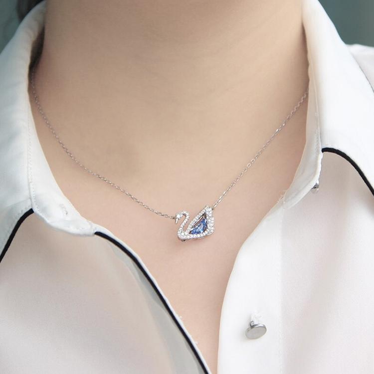 Swarovski Родированное покрытие, Имитация хрусталя, Ожерелья-лебеди, Женские, Синие