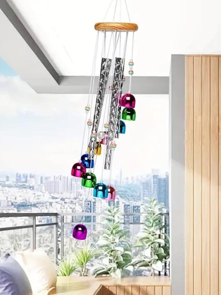 Outdoor Colorful Wind Chimes with 4 Aluminum Tubes Comes and 11 Bells for Garden Yard Home Decoration
