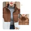 Korean Style Loose Fit Knit Poncho Collar Down Jacket with Color Block for Autumn Winter Women