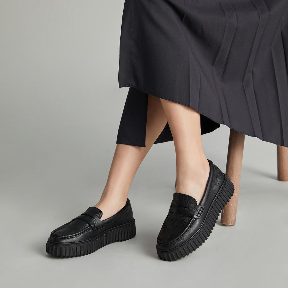 Clarks Кожаные Модные Удобные Элегантные Классические Лоферы Женские Лоферы Черные 261748704