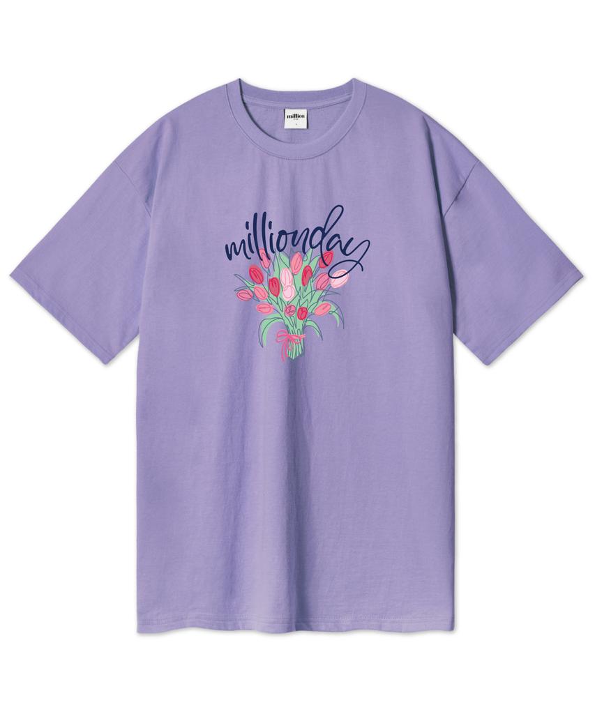 MILLION DAY Million Mood Flower Oversized Short Sleeve Tee