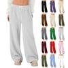 Women's Fleece Wide Leg  Elastic Waist Drawstring Loose Pants Drawstring Pajama Pants Sleepwear Trousers