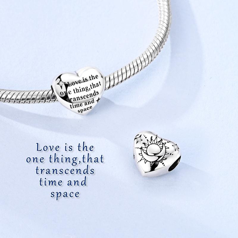 925 Sterling Silver Purple Heart Moon Planet Charm Pendant Beads Fit Charms Silver Original Bracelet for Women Jewelry 1