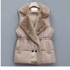 Down Cotton Vest Women's Spring and Autumn Thickened Warm Vest Mid-length Solid Color Waistcoat