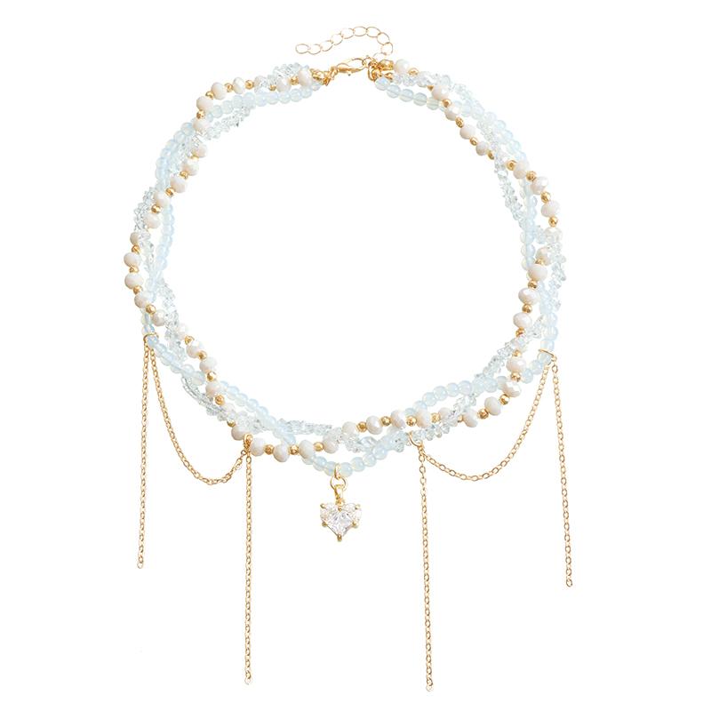 Модные Изысканные Многослойные Ожерелья с Кисточками в Форме Сердца Для Женщин Девочек Легкая Роскошь Цепочка на Ключицы Ювелирные Аксессуары Подарки