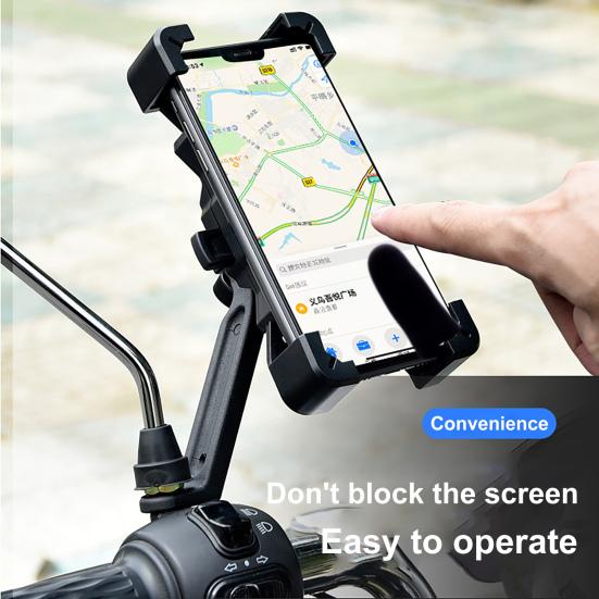 Motorcycle Phone Holder Auto Lock Handlebar Rearview Mirror Mobile Phone Mount Anti-slip