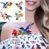 15 Sheets Watercolor Hummingbird Temporary Tattoos For Women Girl Small Flash Fake Flower Face Tatoos Kids Tiny Hands Waterproof
