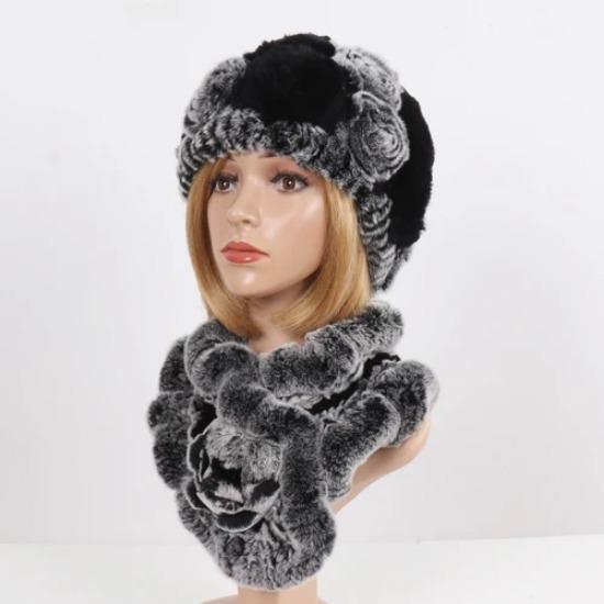 Новые женские зимние наборы шапка и шарф из натурального теплого меха кролика рекс, вязаные шапки и шарфы из натурального меха, муфта