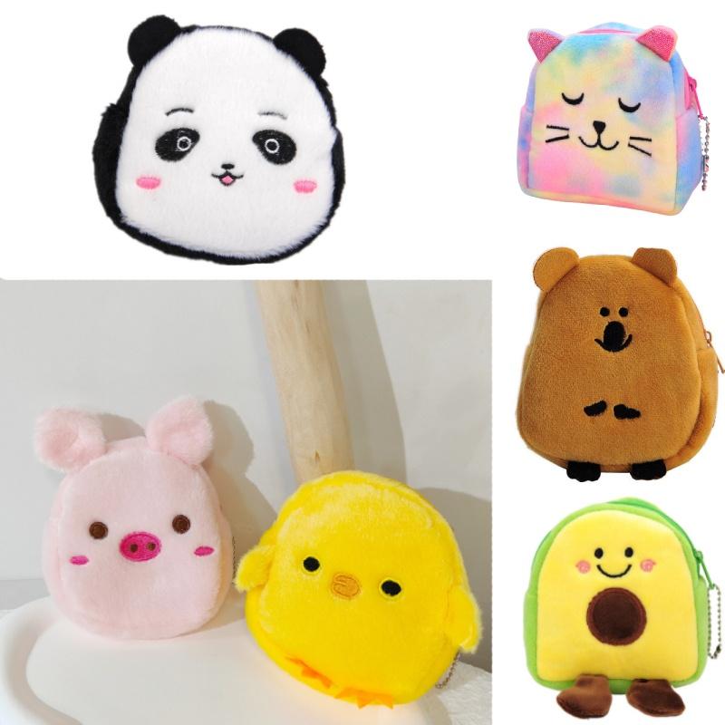 Пушистый кошелек для монет Милый и модный плюшевый кошелек для ежедневного использования С животным принтом