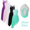Kids Girls Sleeveless Chiffon Ballroom Dress Lyrical Contemporary Ballet Dance Leotard Dress Stage Costume