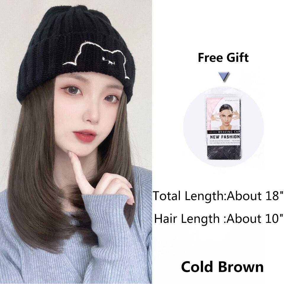 LUPU Берет-шляпа, парики для женщин, синтетический парик «боб», черная шляпа, парики, шапка с волосами, естественное соединение, термостойкие волосы