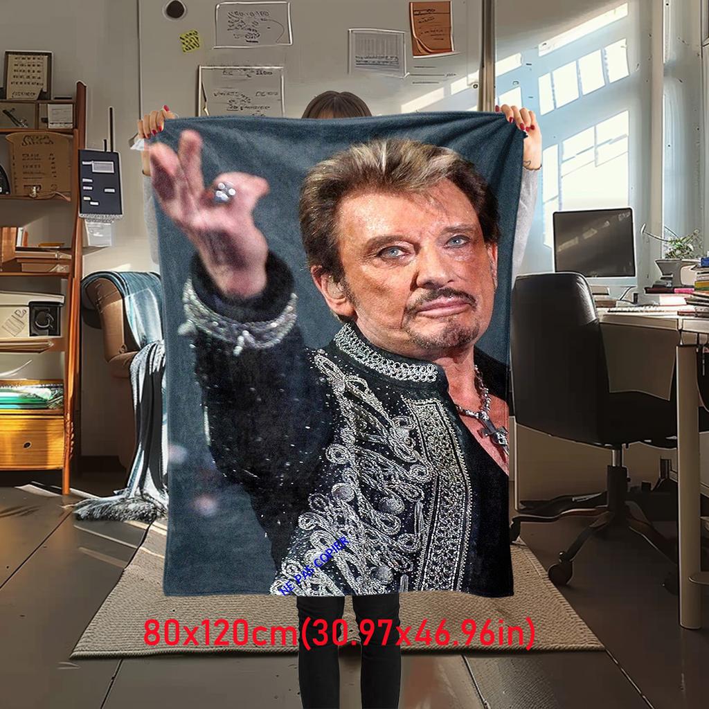 French legendary rock singer and actor Johnny Hallyday blanket soft home furnishing nap decoration four seasons warm Sherpa blanket U24
