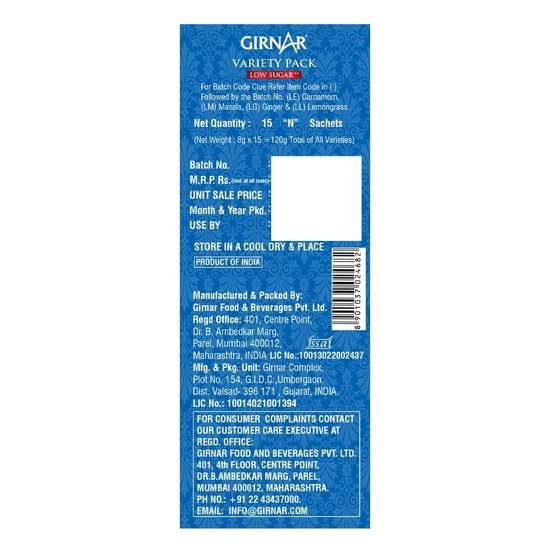 Girnar Instant Premix Chai - Variety Pack (15 Sachets)