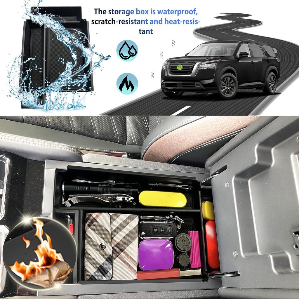 SHAOHAO For 2024 2025 Nissan Pathfinder Center Console Organizer Tray 2024 2025 Pathfinder S/SV/SL/Rock Creek/Platinum Armrest Storage Box Tray