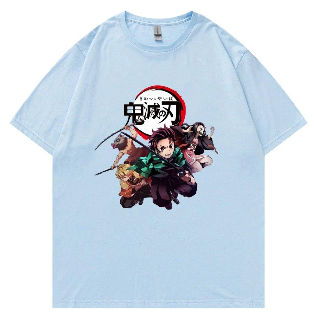 Футболка унисекс «Убийца демонов», футболки из 100% хлопка, футболка с аниме-принтом Rengoku Kyoujurou Nezuko Ninja, короткий топ Y2k, топы Harajuku