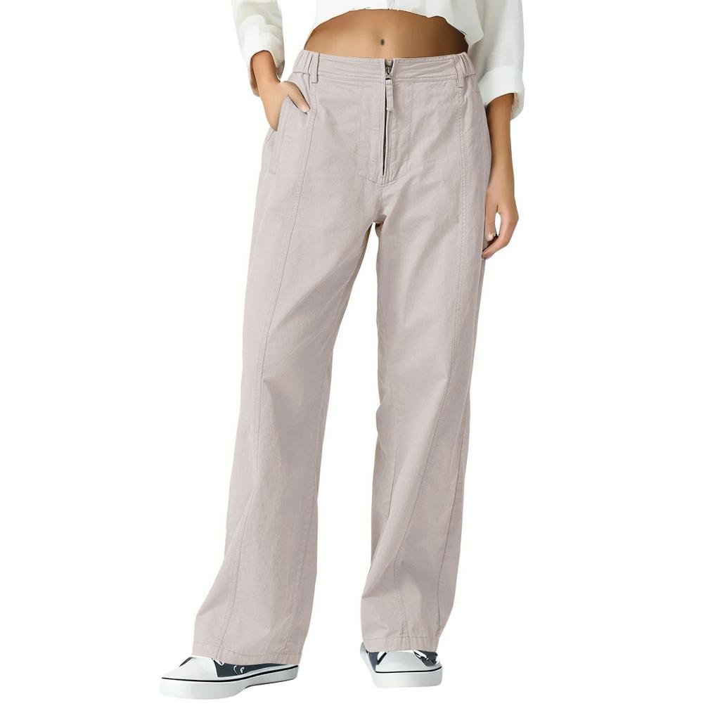 Женские широкие длинные брюки с застежкой-молнией спереди, повседневные брюки-карго с высокой талией и карманами, брюки-палаццо