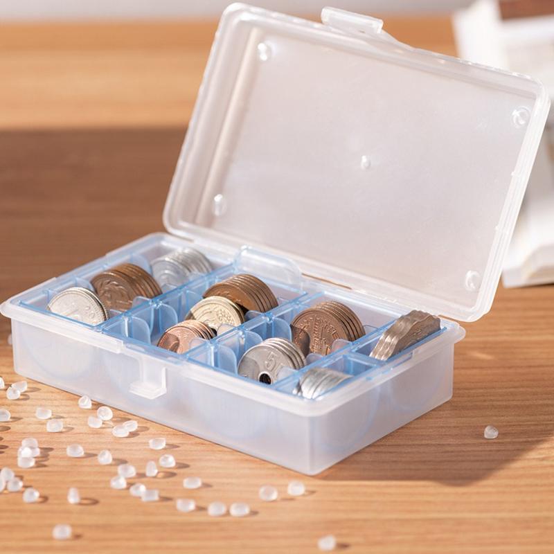 1pcs Multifunctional Coin Storage Box With Blue Or Gray Inner Case For Collectible Coin Organization Home Office Accessory