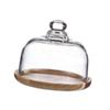 Wood Cake Stand with Dome Multifunctional Serving Platter and Holder Fruit Display Server Tray